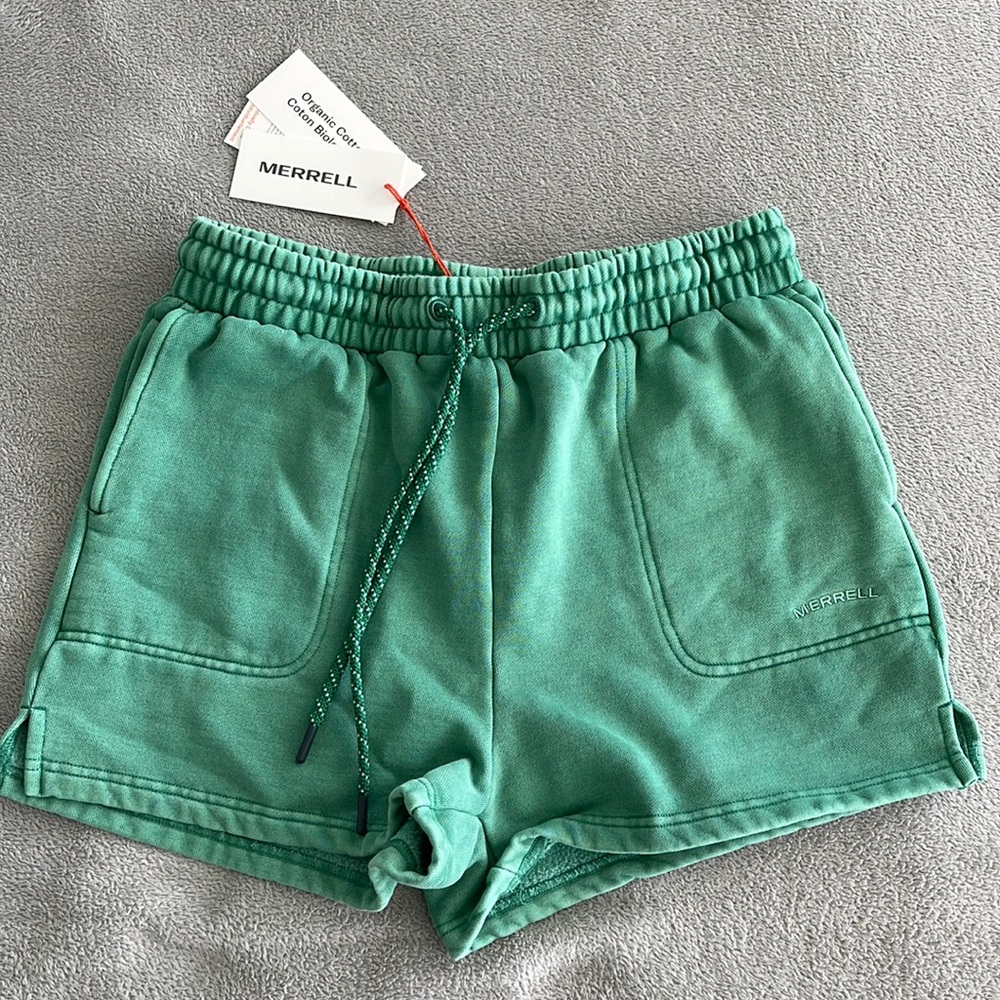 Merrell Teal Green Elastic-Waist Athletic Shorts